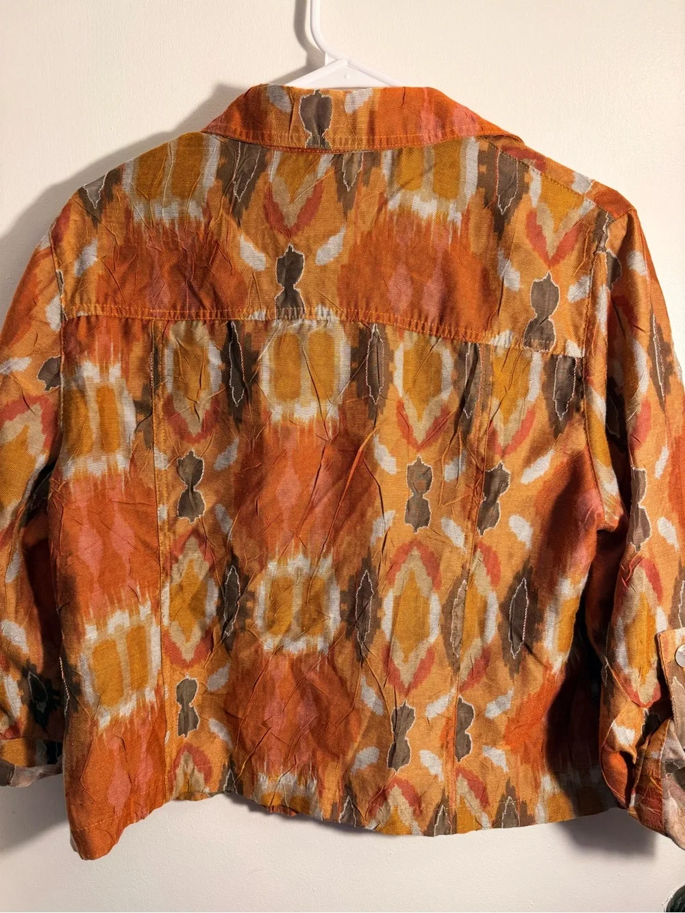 Tory Burch Orange Multi-Pattern Button-Front Jean Jacket size 14p